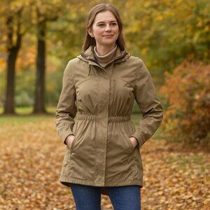 Eastern Mountain Sports Tan Rain Jacket Size Medium Hooded